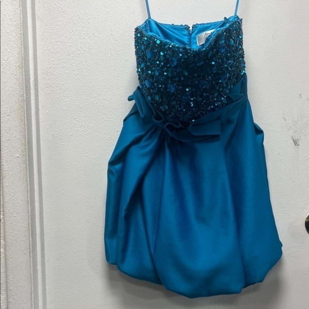 Badgley Mischka Blue Sequin Prom Dress